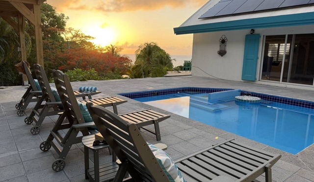 Location! Walk to Cane Bay beach & restaurants! Private pool, sunset bar, view! in Cane Bay